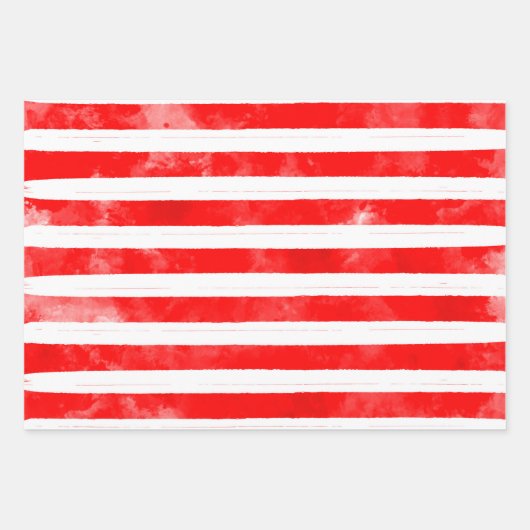 Spaß Einfache Weihnachten Roter Streifen Wasserfar Geschenkpapier Set (Vorderseite)