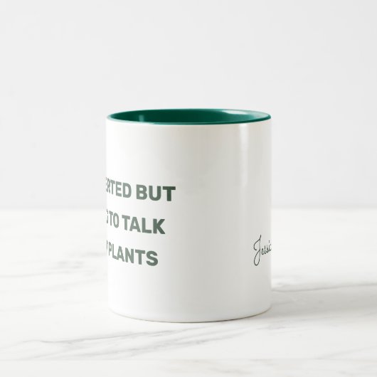 Spaß eingeführt, aber bereit, über Pflanze zu spre Zweifarbige Tasse (Mittel)