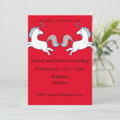 Spaß Einhorn Hochzeitseinladung. Personalisierbar Einladung (Stehend Vorderseite)