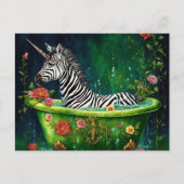 Spaß Einhorn Zebra in einer Badewanne Postkarte (Vorderseite)