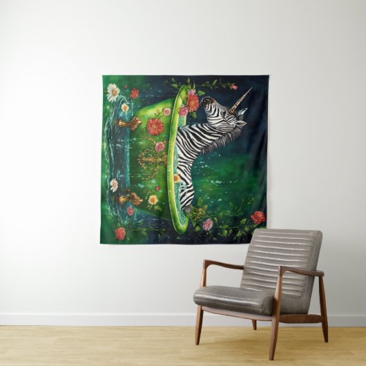 Spaß Einhorn Zebra in einer Badewanne Wandteppich (Beispiel (Horizontal))