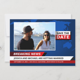 Spaß Einzigartig Breaking News TV Blue Red White F Save The Date