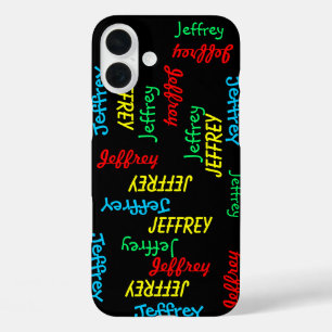 Spaß Einzigartige Wiederholungsnamen auf schwarz, iPhone 16 Plus Hülle