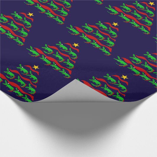 Spaß-einzigartiger Alligatorkunst-Weihnachtsbaum Geschenkpapier (Ecke)