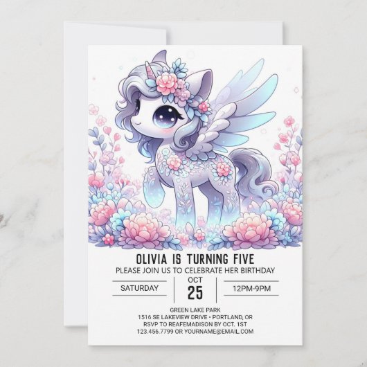 Spaß Elegant Einhorn Einladung (Vorderseite)
