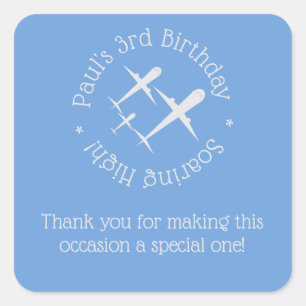 Spaß, Elegant Personalisiert drei Flugzeuge auf Bl Quadratischer Aufkleber