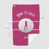 Spaß Elegante Golfer Sport Silhouette Rosa Moderne Golfhandtuch (Insitu)