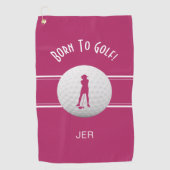 Spaß Elegante Golfer Sport Silhouette Rosa Moderne Golfhandtuch (Vorderseite)