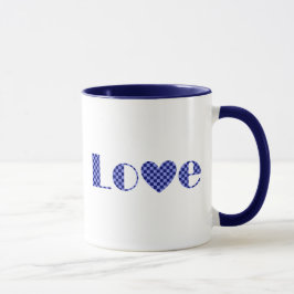 Spaß, elegante LIEBE und Herz in blauer Kreuzung K Tasse