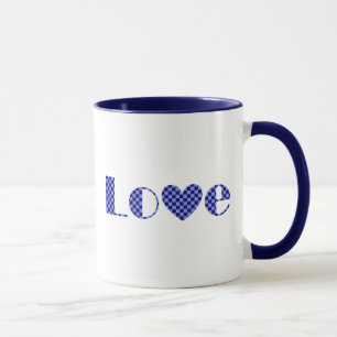 Spaß, elegante LIEBE und Herz in blauer Kreuzung K Tasse