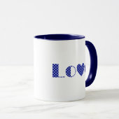 Spaß, elegante LIEBE und Herz in blauer Kreuzung K Tasse (VorderseiteRechts)