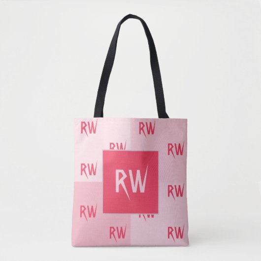 Spaß Elegante Mit Monogramm Soft Rose Rosa Rot Tasche (Vorderseite)