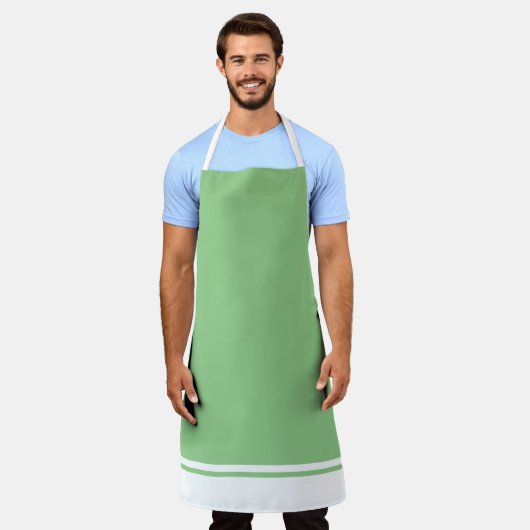 Spaß Elegante Sage Green White Hem Racing Streifen Schürze (Getragen)