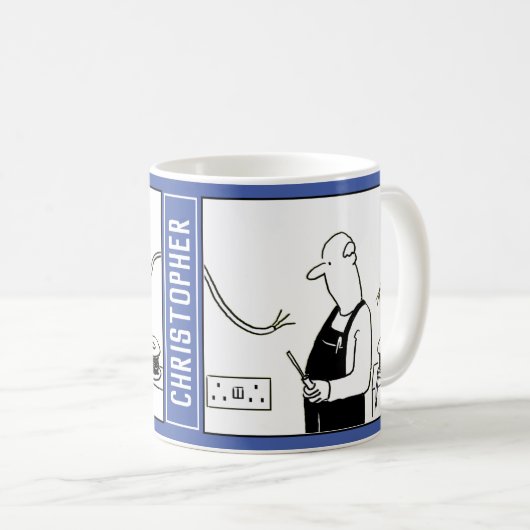 Spaß Elektrischer Cartoon mit Name Choice. Kaffeetasse (VorderseiteRechts)