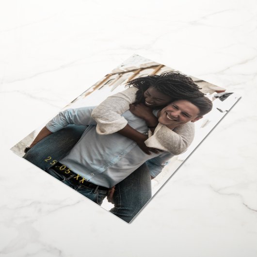 Spaß Endlich Foto Hochzeit speichern Sie das Datum Folieneinladung (Gedreht)