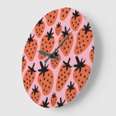 Spaß Erdbeere, handgezeichnet nahtloses Design. Große Wanduhr (Winkel)