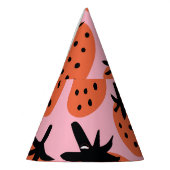 Spaß Erdbeere, handgezeichnet nahtloses Design. Partyhütchen (Links)