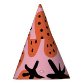 Spaß Erdbeere, handgezeichnet nahtloses Design. Partyhütchen (Rechts)