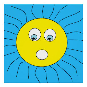 Spaß erschreckt Ausdruck Sun-Gesicht Zeichnend bla Poster