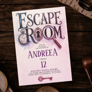 Spaß Escape Room Pastell Rosa Mysterium-Lösung Sp Einladung