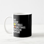 Spaß essen Schlafen Softball Basketball Fußball Mä Kaffeetasse (Links)