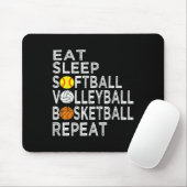 Spaß essen Schlafen Softball Volleyball Basketball Mousepad (Mit Mouse)