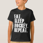 Spaß essen Sleep Hockey Wiederholung Geschenk Männ T-Shirt (Vorderseite)