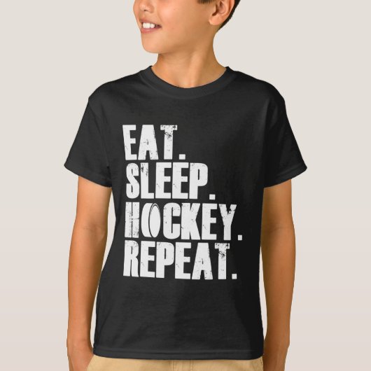 Spaß essen Sleep Hockey Wiederholung Geschenk Männ T-Shirt (Vorderseite)