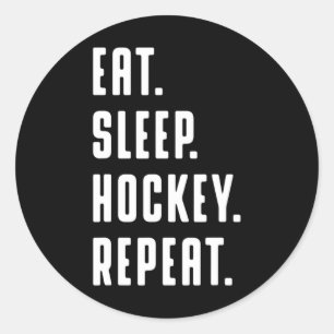 Spaß essen Sleep Hockey Wiederholung Spaß Grafik f Runder Aufkleber