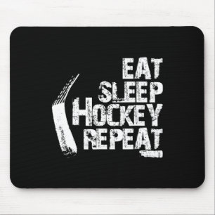 Spaß essen Sleep Ice Hockey Wiederholung Vintages Mousepad