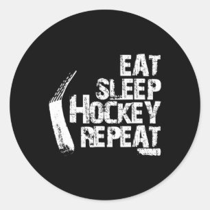 Spaß essen Sleep Ice Hockey Wiederholung Vintages  Runder Aufkleber