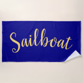 Spaß Extravagant SAILBOAT Deep Royal Blue Hintergr Strandtuch (Vorderseite)