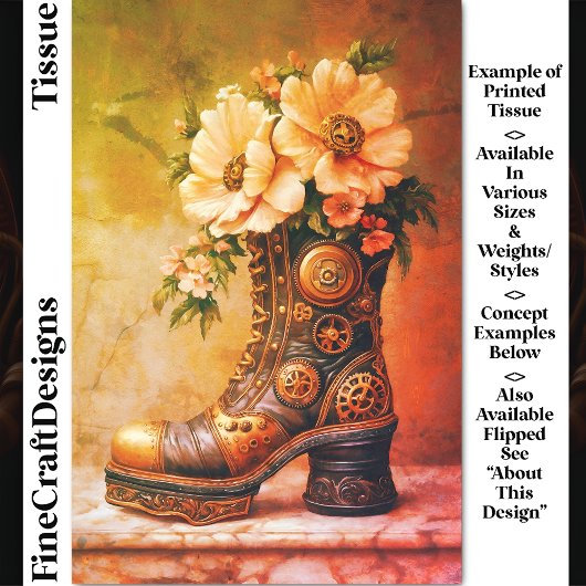 Spaß Extrem Steampunk Boot, floral DG2LG Decoupage Seidenpapier