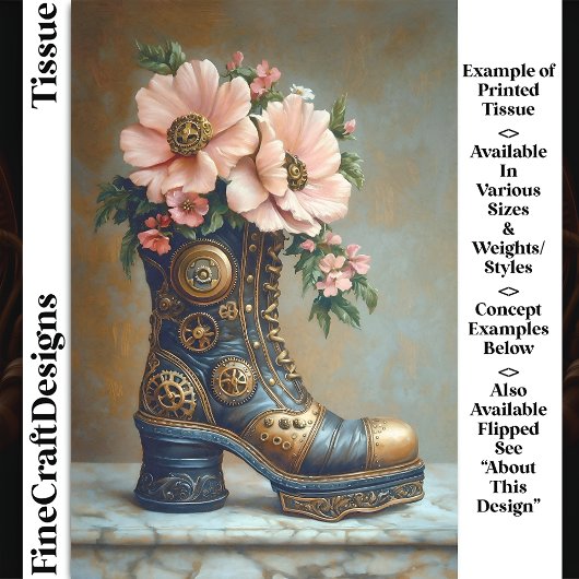 Spaß Extrem Steampunk Boot, floral DG2R Decoupage Seidenpapier