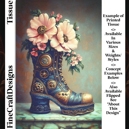 Spaß Extrem Steampunk Boot, floral DG2RF Decoupage Seidenpapier