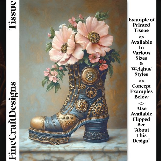 Spaß Extreme Steampunk Boot, floral DG2L Decoupage Seidenpapier