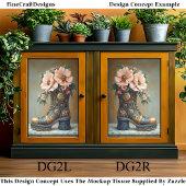 Spaß Extreme Steampunk Boot, floral DG2L Decoupage Seidenpapier
