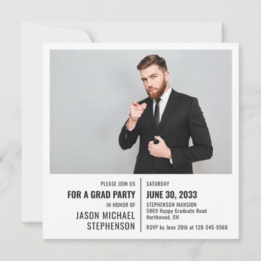 Spaß Fakten 2 Foto Moderne Abschluss Ankündigung (Rückseite)