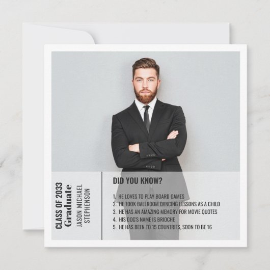 Spaß Fakten 2 Foto Moderne Abschluss Ankündigung (Vorderseite)