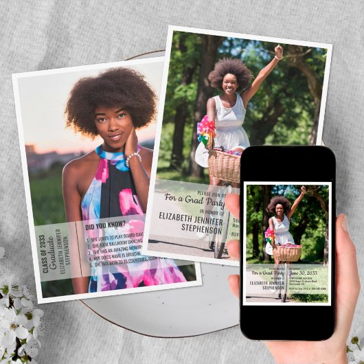 Spaß Fakten 2 Foto Moderner Abschluss Einladung