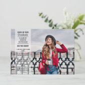 Spaß Fakten 2 Foto Moderner Uni-Abschluss Einladung (Stehend Vorderseite)