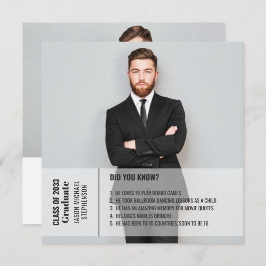 Spaß Fakten Abschluss Ankündigung 2 Foto modern (Vorne/Hinten)