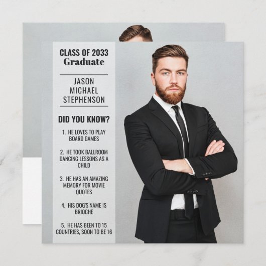 Spaß Fakten Abschluss Ankündigung 2 Foto modern (Vorne/Hinten)