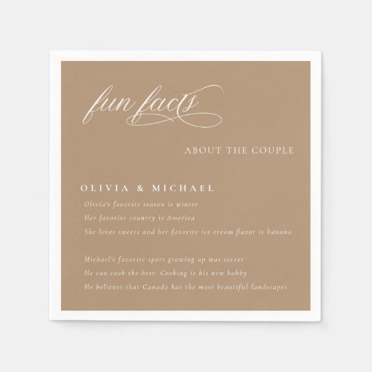 Spaß Fakten einfach elegante Typografie Hochzeit Serviette (Vorderseite)