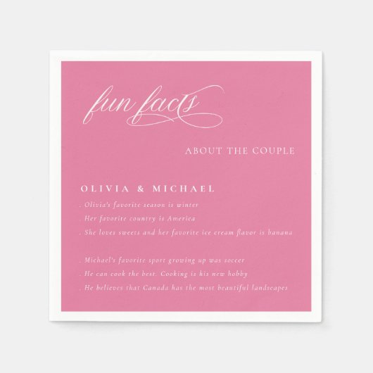 Spaß Fakten einfach elegante Typografie Hochzeit Serviette (Vorderseite)