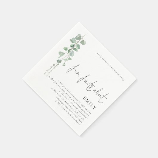 Spaß Fakten Eukalyptus Script Retirement Party Serviette (Ecke)