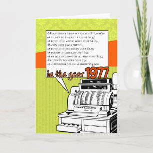 Spaß Fakten Geburtstag - Lebenshaltungskosten 1977 Karte