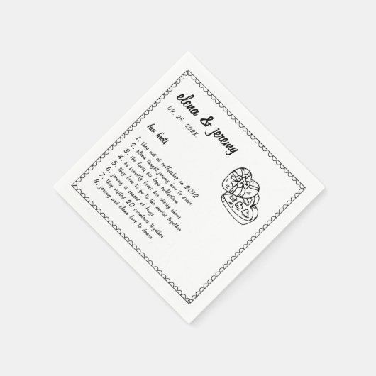 Spaß Fakten Hand Illustrierte Hochzeitsfeier Napki Serviette (Ecke)