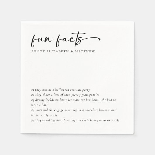 Spaß Fakten Minimalistische SkriptWedding Serviette (Vorderseite)
