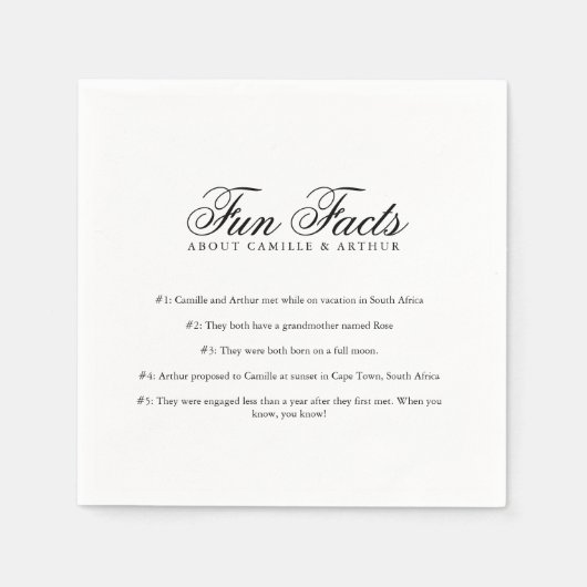 Spaß Fakten Minimalistisches Monogram Script Paper Serviette (Vorderseite)